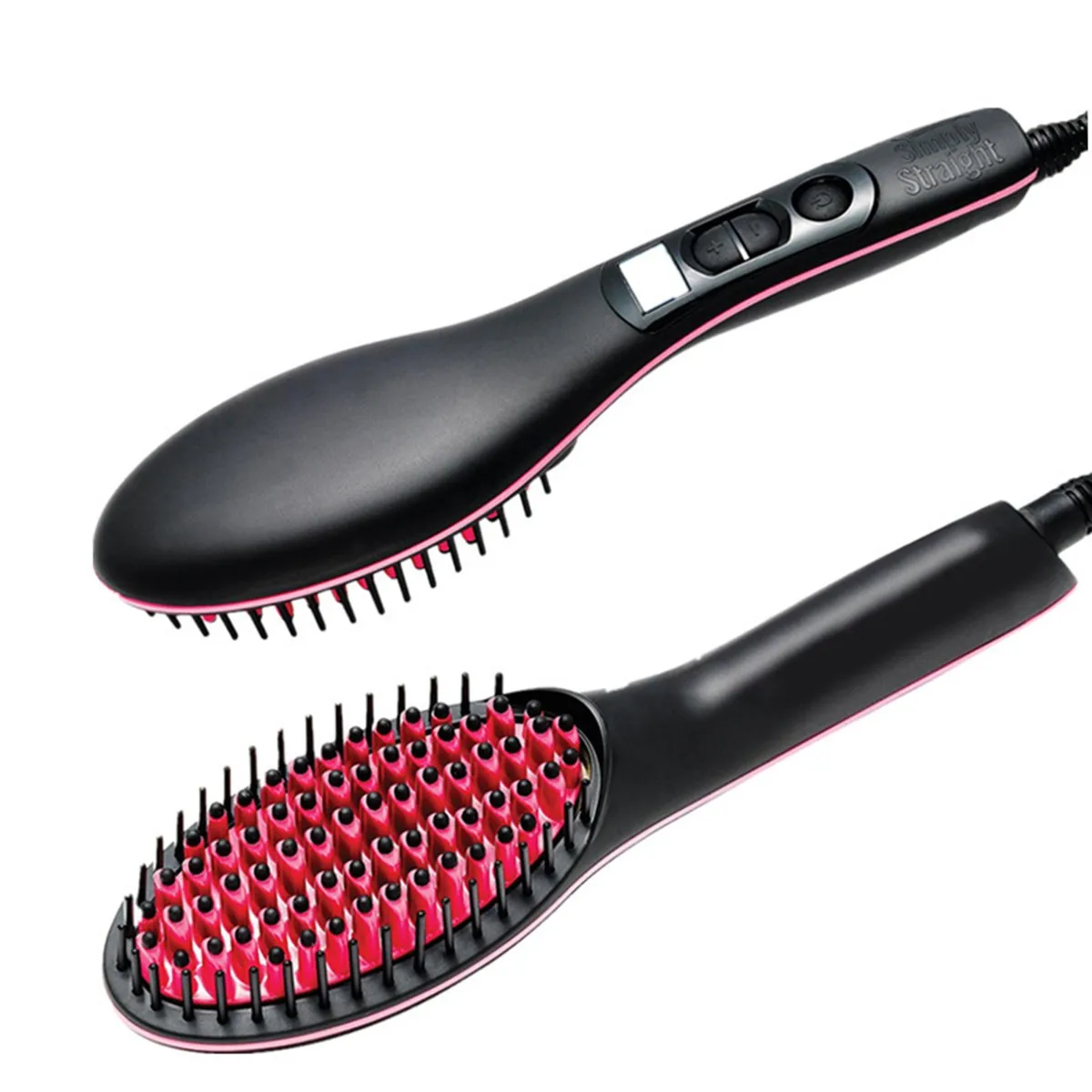 

Hair Straightener Brush Ionic Straightening Brush With LED Screen For Hairstyling