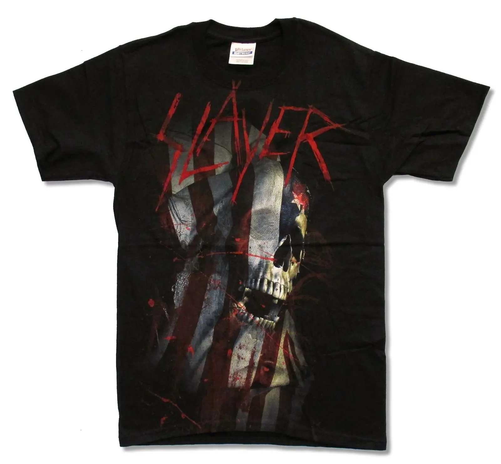 

Adult Slayer American Flag Skull Black T-Shirt