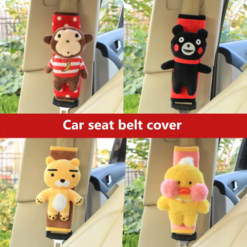 Мультяшный автомобильный чехол для ремня безопасности с кроликом тигром, автомобильный ремень безопасности, защитная подкладка на плечо, зимние плюшевые Автомобильные ремни безопасности для детей