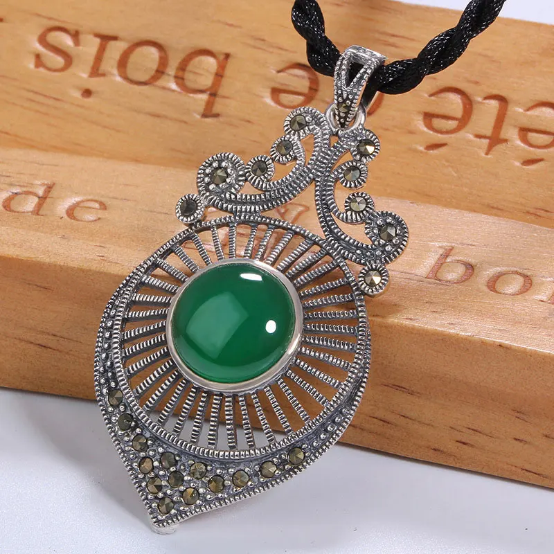 

RADHORSE Pendant 925 Sterling Silver Fine Jewelry Agate folk-custom Manual flower Fine Craftsmanship S925 Silver Pendants