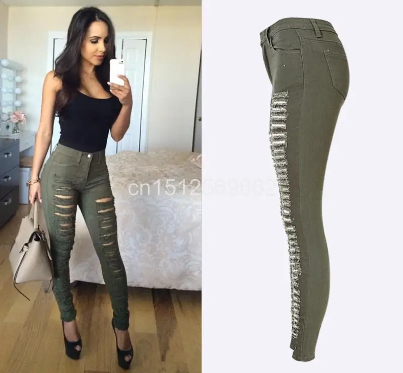 khaki green jeans ladies