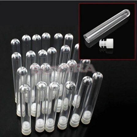 

10 Pcs Plastic ClearTest Tube With Cap 12x75mm U-shaped Bottom Long Transparent Test Tube Lab Supplies