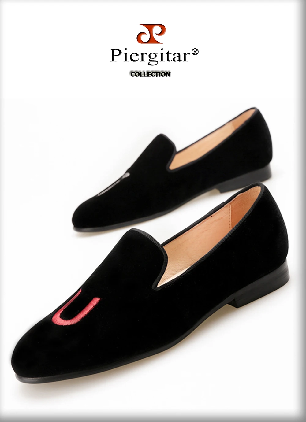 PIERGITAR/новые стильные женские бархатные туфли с вышитая буква вечерние модельные туфли женские лоферы на плоской подошве