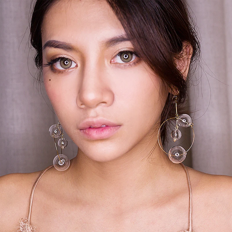 

Original Korean Bubble Drop Earrings Jewlery Earrings Chic Cool Dangle Earrings Glass Ball Long Earrings For Women 2019 bijoux