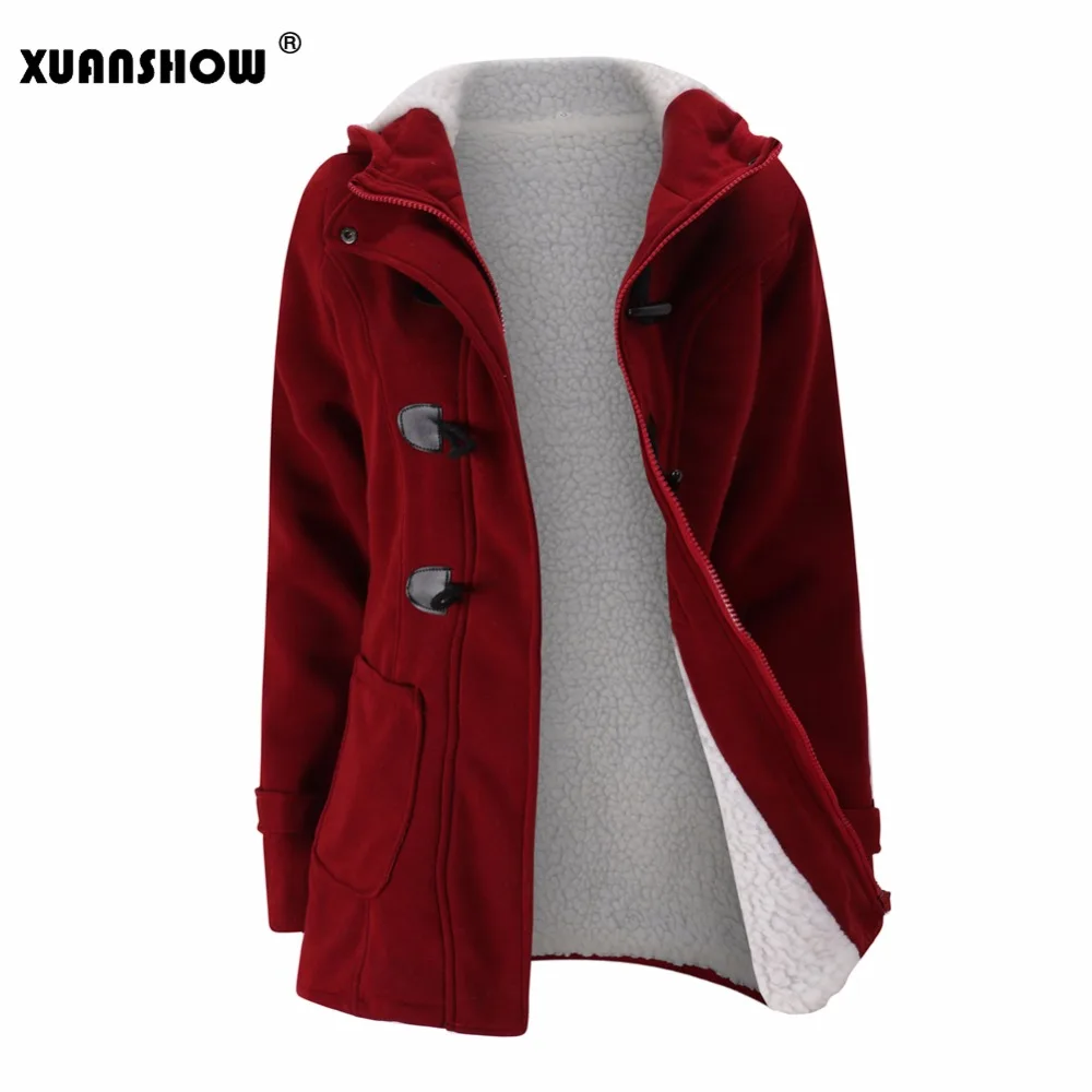 Best  XUANSHOW 2019 Winter Jacket Women Hooded Zip up Classic Cotton Velvet Thicken Coat Keep Warm Clothe