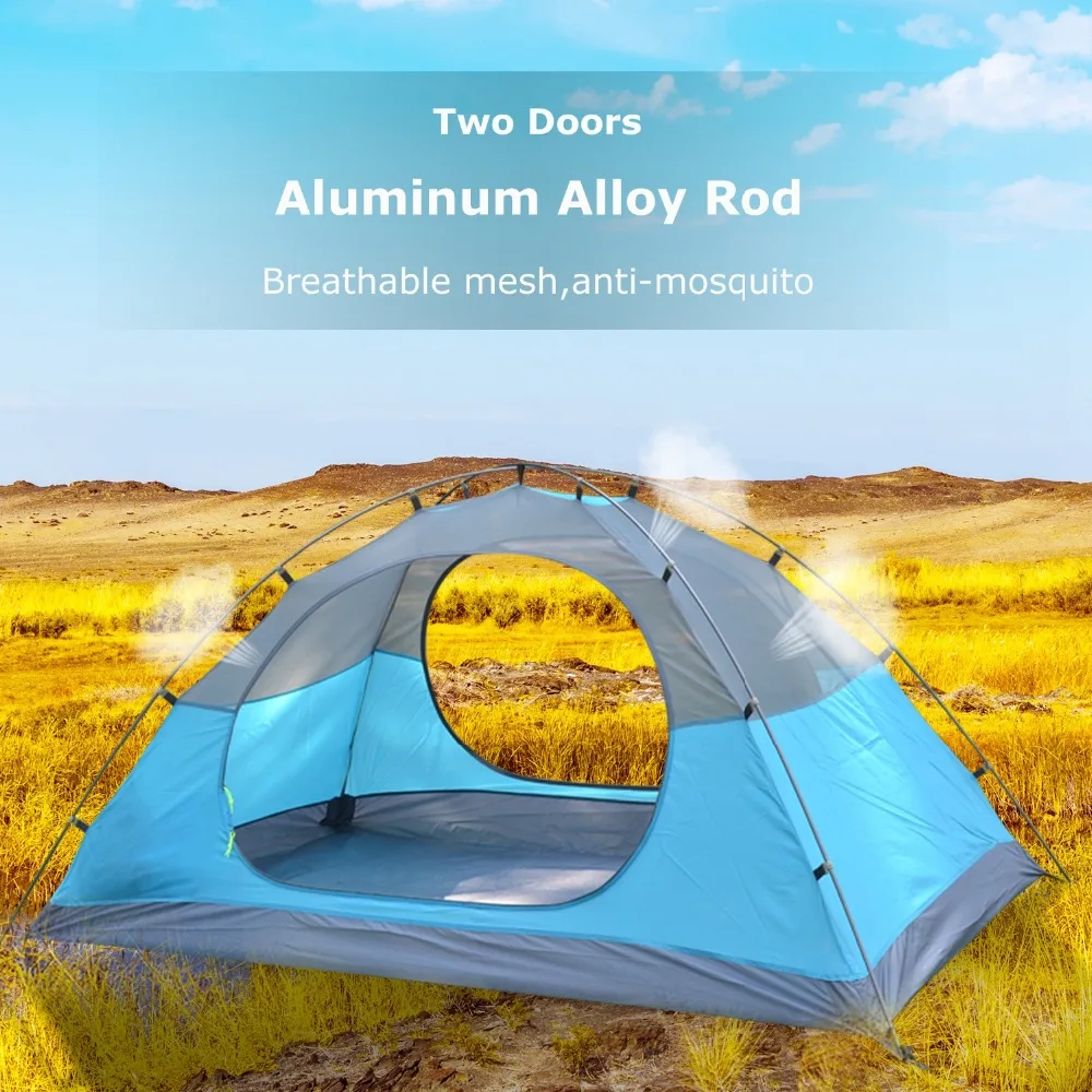 Desert&Fox 3-4 Person Family Tent, Lightweight Portable Alumimun Pole Waterproof Anti-Storm Double Layer 4 Season Camping Tent