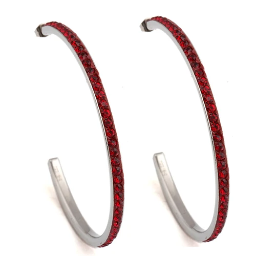 Модные серьги-гвоздики из нержавеющей стали с белым камнем CZ - Окраска металла: Dark Red