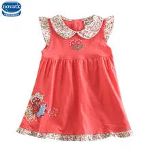 novatx H4980 kids children clothes summer sleeveless floral printed with flower girl dress party dress new design high quality