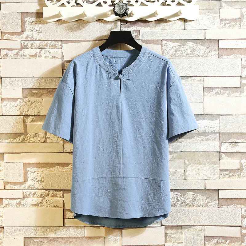 

2019 new arrival fashion style traditional Chinese men plus size t-shirt M-5XL