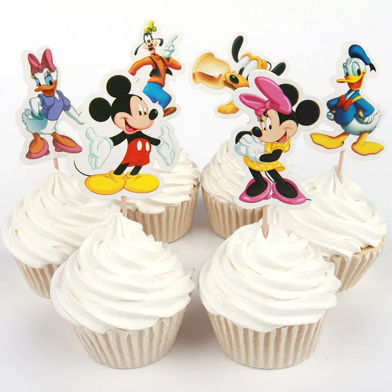 

24pcs/48pcs Minnie Mickey Mouse Donald Duck Cinderella Cupcake topper Muffin cake decoration birthday wedding party suppliers