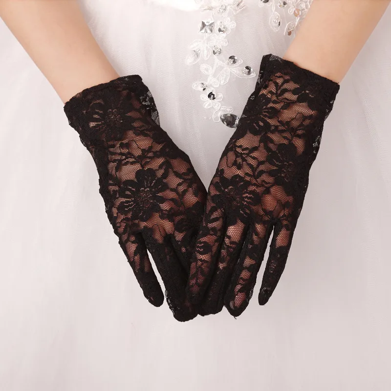 Черные/белые женские перчатки короткие кружевные свадебные перчатки для невесты Свадебные аксессуары вечерние аксессуары для косплея
