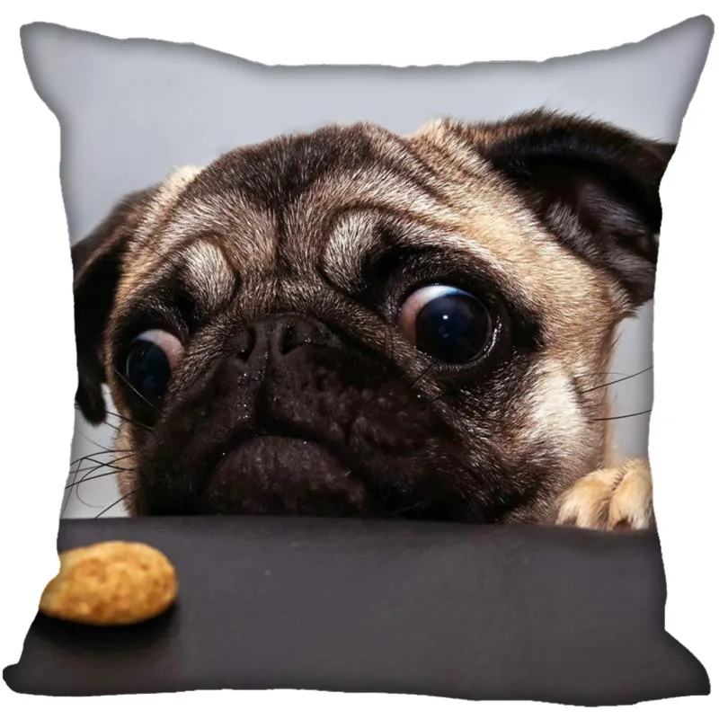 Custom Square Pillowcase Pug with Colorful Dog Puppy Pillow Cover