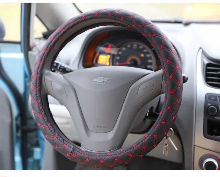 38CM steering wheel covers Microfiber leather steering wheel cover Quilting steering wheel The