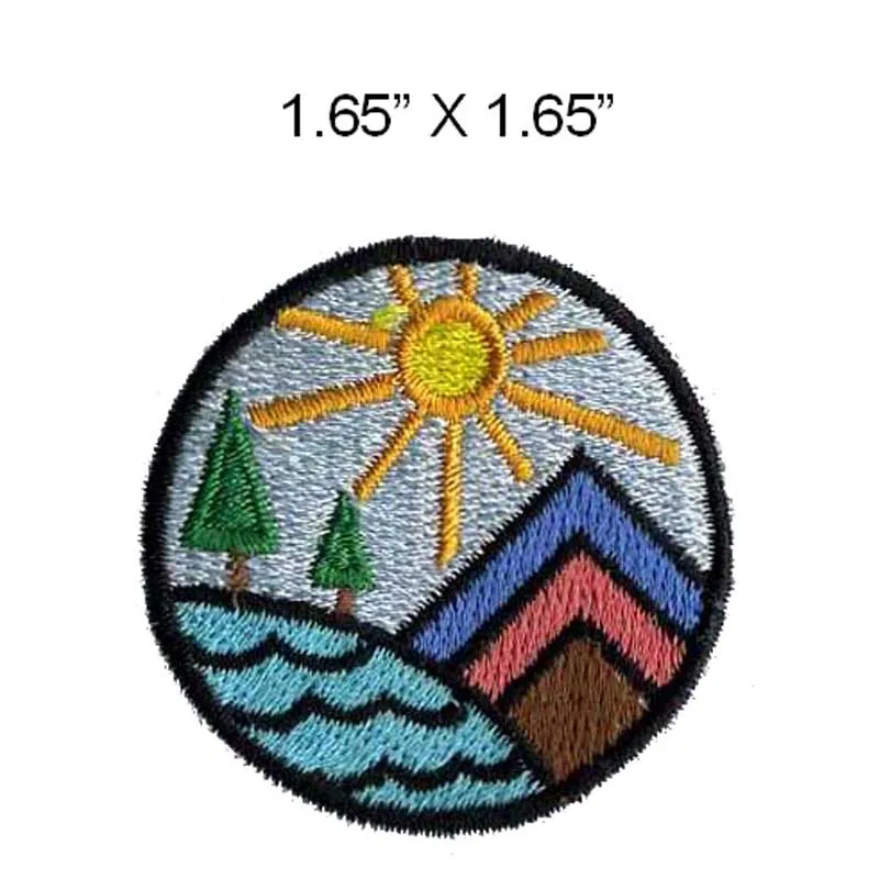 

The sun 1.65"wide embroidery patch for village/scenery/sky and river