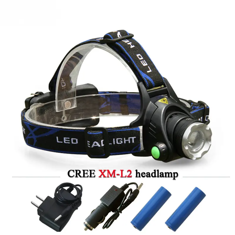 

3800 lumens zoom xm l led Headlamp Rechargeable cree xml T6 xm-l2 Lamp 18650 Rechargeable Battery Lantern Head Torch Headlight