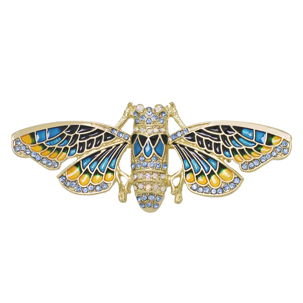 

Enamel Bee Brooches Rhinestone Insect Cicada Crystal Brooch Pin Women Men Beautiful Wedding Banquet Gift Jewelry DZ067