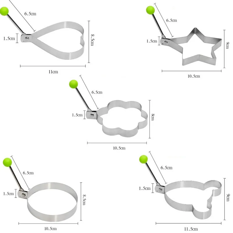 Креативная модель жареных яиц из нержавеющей стали, кольца для блинов для завтрака, кухонные инструменты для приготовления пищи, 5 вариантов, как показано на ТВ