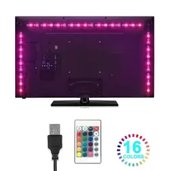 1 комплект Светодиодная лента гибкая 5050 RGB USB светодиодный ТВ фоновая полоса света с 24 ключ RGB ИК пульт дистанционного управления 1 м/2 м