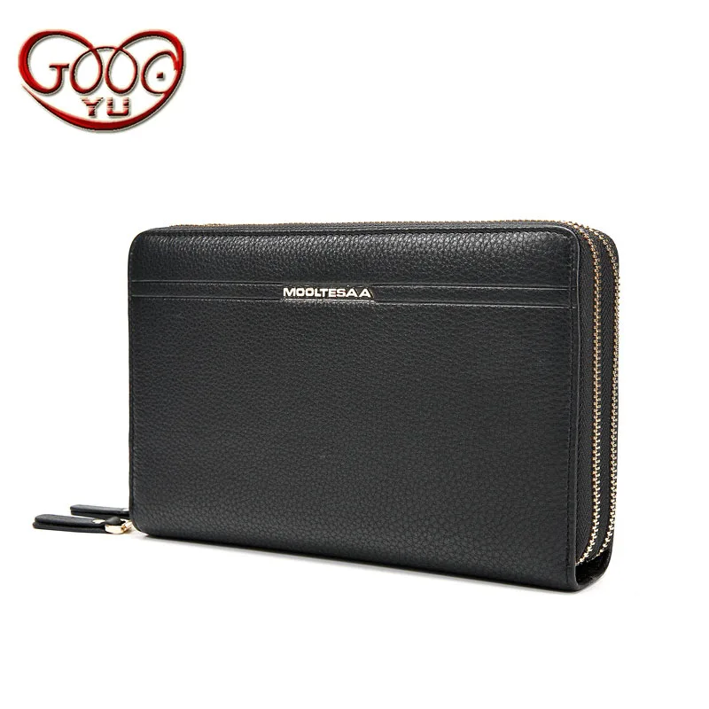 

Men's litchi pattern leather clutch bag zipper first layer of leather handbags men's section square large capacity Clutch