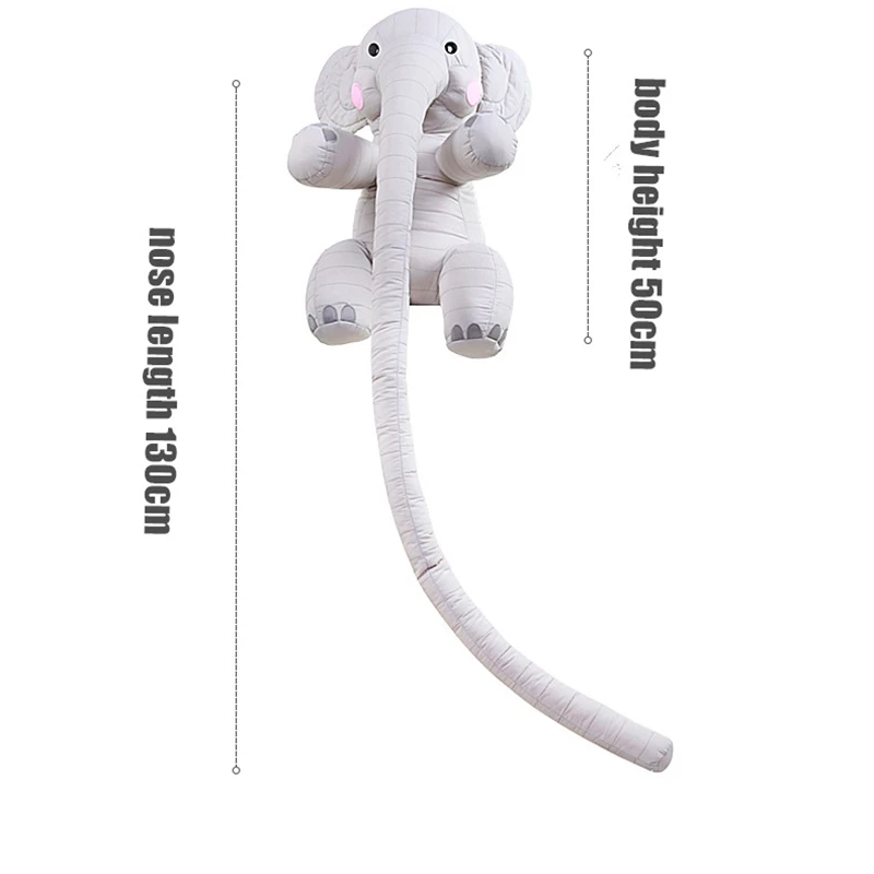 Dorimytrader Lovely 130cm Long Nose Animal Elephant Plush Toy Cute Soft Stuffed Animals Gray Elephants Doll for Kids Adults Decoration DY50055(19)