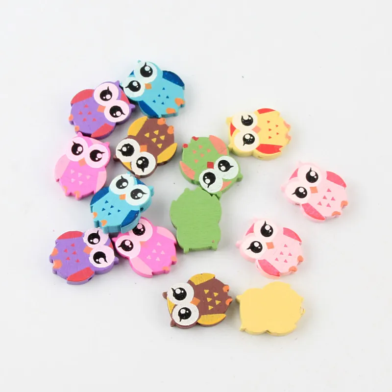 

50pcs 18x20mm Mixed Color Owl Shape Beads Natural Wooden Spacer Beads For Jewelry Making DIY Baby Pacifier Clip Toys