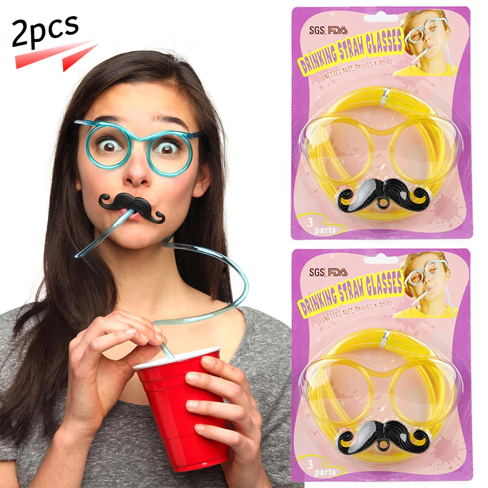 

DIY reusable drinking final Straw Children's Creative Cartoon Cute Fun Wacky Glasses Straw Toys Household items Drinkware