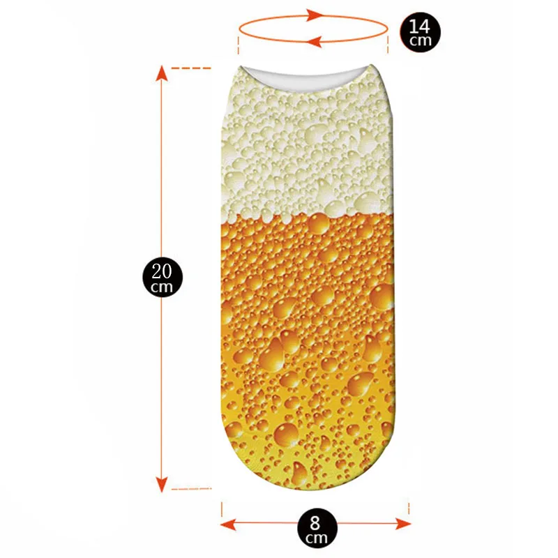 Beer Bubble, 3D хлопковые носки с полной печатью, женские носки для напитков, Soda, Drink Meias, низкие трикотажные носки по щиколотку, Sox