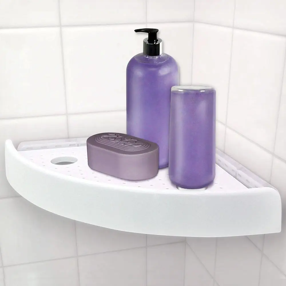 

Bathroom Snap-up Shelf Multi-functional Storage Rack (No Drilling) with 2 Hooks, popular TV Item