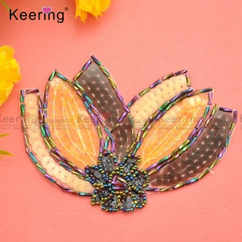 

Keering Fashion Leaf Shape Multi Color Sequin Applique For Clothes WRA-788