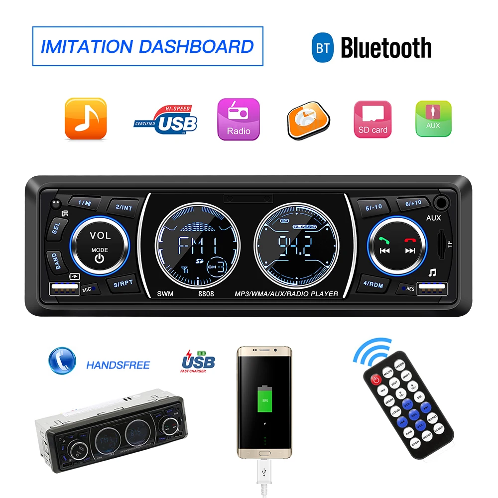 

Radio 1 din oto teypleri Car MP3 Player autoradio Bluetooth FM radio car audio Phone Charging Car Stereo AUX auto radio USB TF