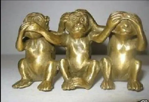 

88006054<<< Collectibles Chinese Brass See Speak Hear No Evil 3 Monkey Small Statues
