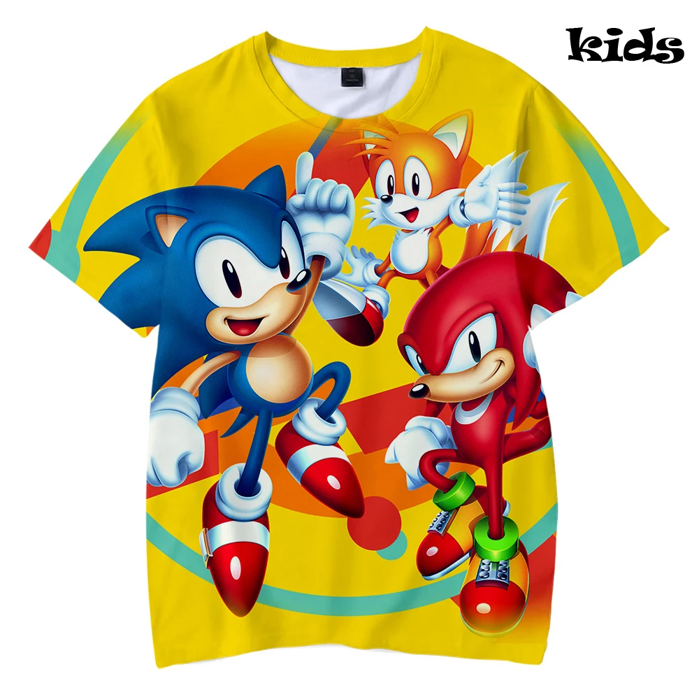 

New 3D Printed Sonic The Hedgehog Cute Kids Short Sleeve T-shirt Cool 2019 Summer Fashion Harajuku Casual Soft T-shirt