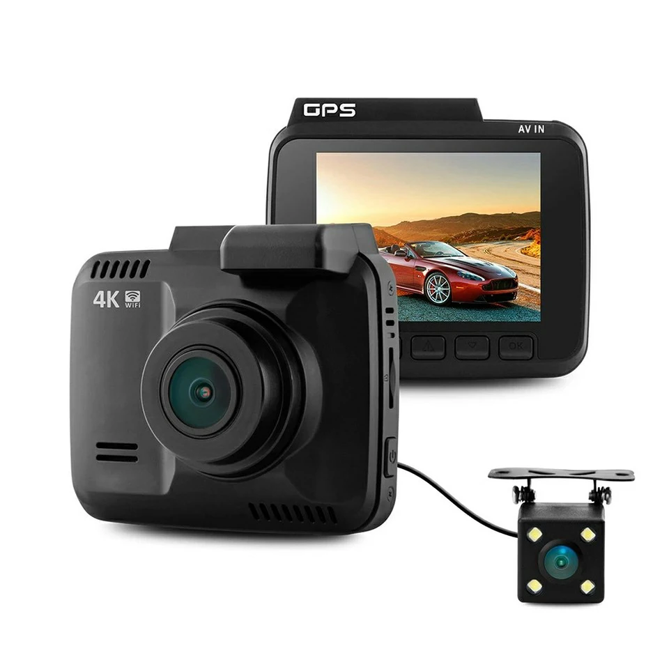 Goedkoop Dual Lens GS63D WiFi FHD 1080 p Front Dash Cam Novatek 96660 Camera ingebouwde GPS + VGA Achter Auto DVR Recorder 2880x2160 p