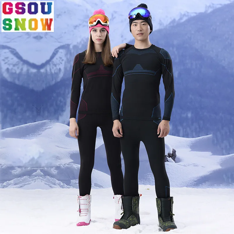 

GSOU SNOW Brand Ski Underwear Women Men Long Johns Skiing Suit Quick Dry Thermal Ski Jacket Pants Breathable Winter Outdoor Coat