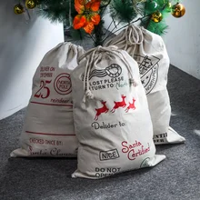 Рождественская Холщовая Сумка Санта-Клауса на шнурке, большие размеры, мешки, рождественские подарки, сумки с оленями DOM109189