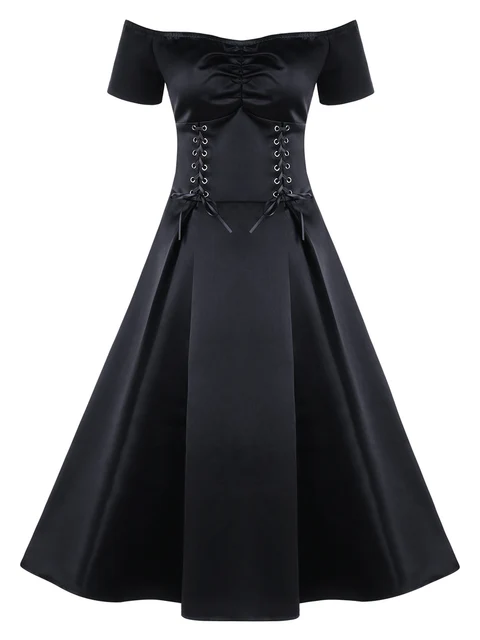 Aliexpress.com : Buy Gothic party dress Women Black Slim Black lace up ...