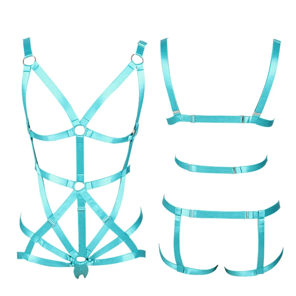 Лямочный предохранительный пояс для женщин; большие размеры гот Панк Strappy Бандаж Бюстгальтер пикантные подвязки ремень пентаграмма рамки чулок Мода Rave