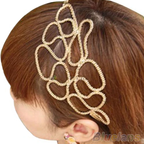 

Hot Lovely New Metallic Gold Braid Braided Hollow Elastic Stretch Hair Band Headband 8MA9