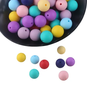 

15MM 100PCS Silicone Beads Teething DIY Nursing Necklace Baby Teether Beads Infant Toddler Soft Food Grade Chew Beads
