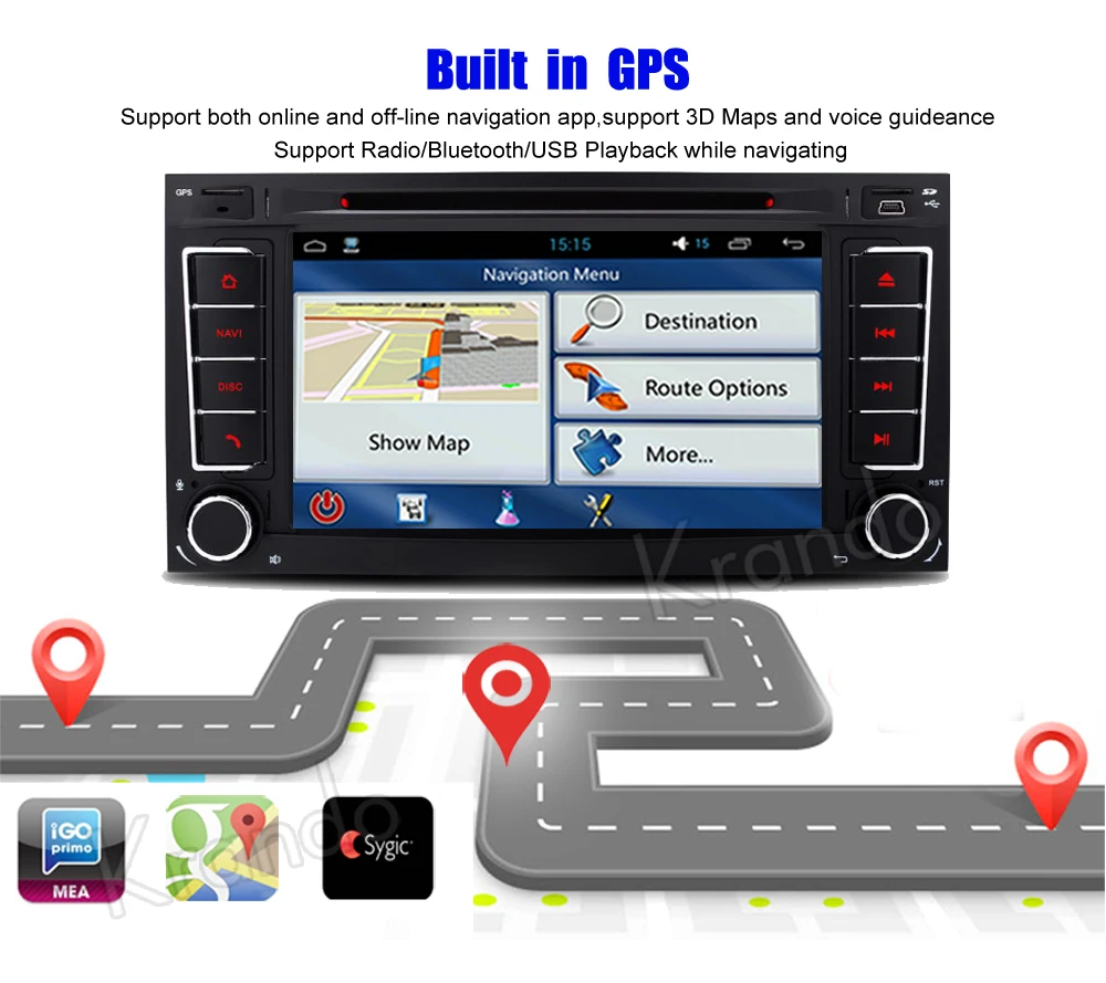 Krando Volkswagen VW Touareg T5 Transporter Multivan 2002-2011 android car radio stereo navigation gps car dvd player multimedia system (5)