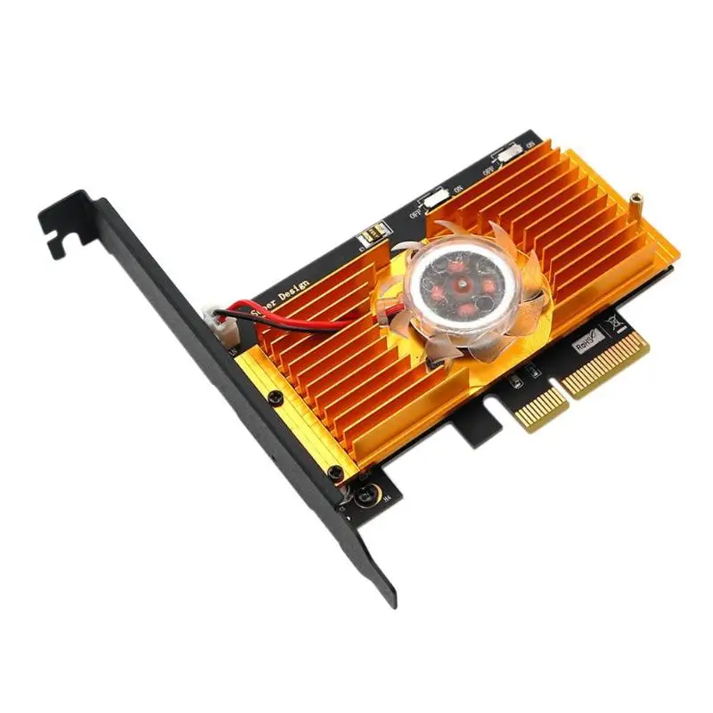 

VAKIND NGFF M.2 NVME PCIE SSD To PCI-E 3.0x 4X Adapter Card With Cooling Fan Bracket Support M.2 form factors 2242 2260 2280