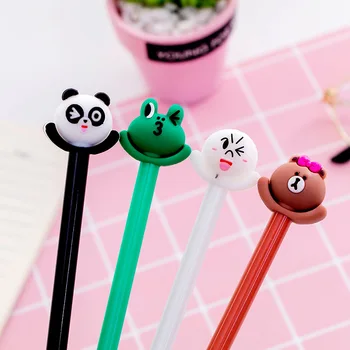 

2pc Frog Bear Gel Pen Kawaii Stationery Caneta 0.5mm Black Ink Pens for Kids Gifts Student Writing Office School Supplies