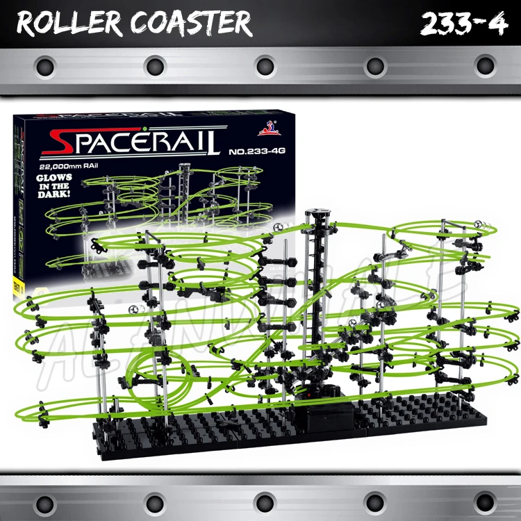 

2200cm Rail Level 4 Marble Run Night Luminous Glow In The Dark Roller Coaster Model Building Gifts Maze Rolling ball Sculpture