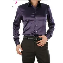 Мужская рубашка на заказ повседневные Костюмы шелковое атласное с длинными рукавами Повседневные рубашки модные стильные рубашки для жениха высокого качества
