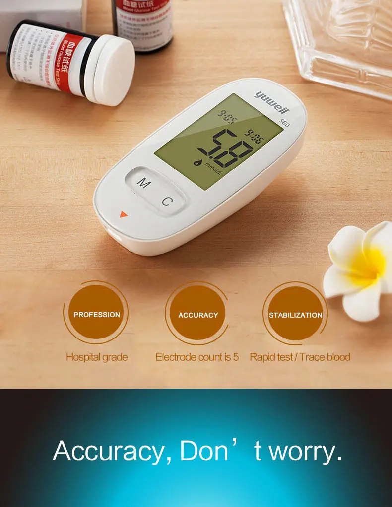 Medidor de Glicose Detecção de Açúcar Medidor de Saúde do Agregado Yuwell Sangue Diabético Glicose Familiar Monitores Ferramenta Xty580 no 11 de saúde do agregado familiar monitores ferramenta xty580