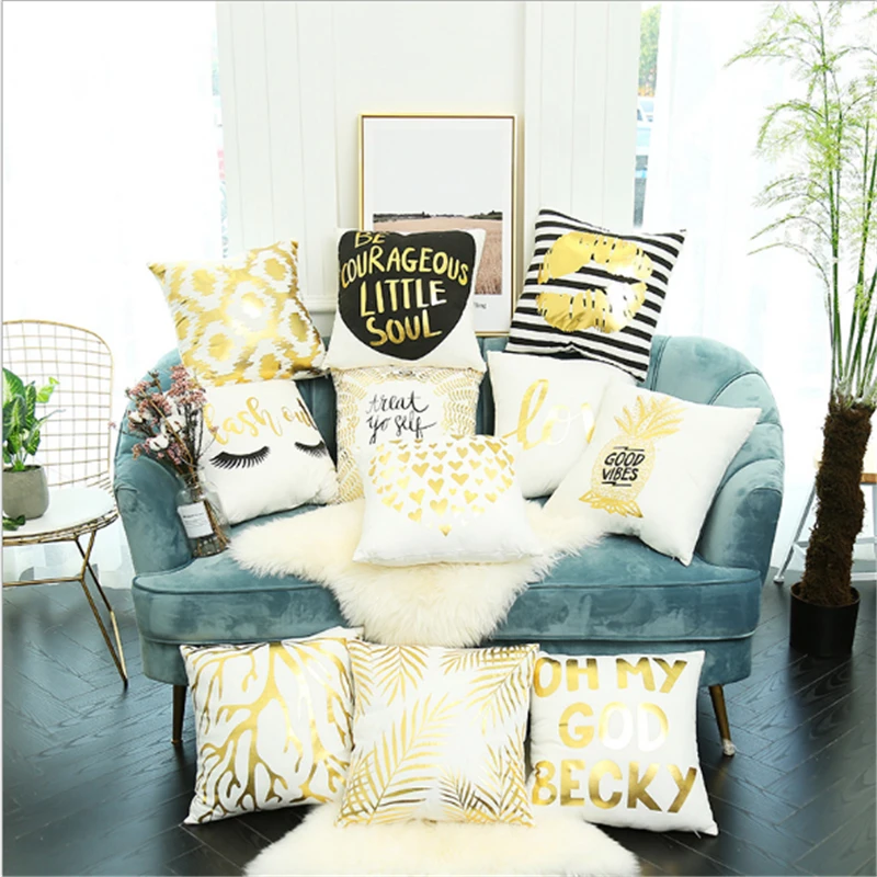 

Flannel bronzing letter ins Pillowcase cushion for car pillowcase cushion decor case living room cute pillow 45x45cm