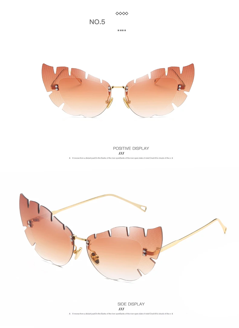 LEIDISEN женские солнцезащитные очки кошачий глаз роскошные солнцезащитные очки без оправы брендовые дизайнерские очки с бабочкой UV400 очки