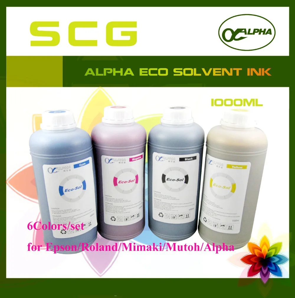 6Colors/set New Alpha Printer Solvent Ink Eco Max Ink for Roland/Mimaki/Mutoh/Epson