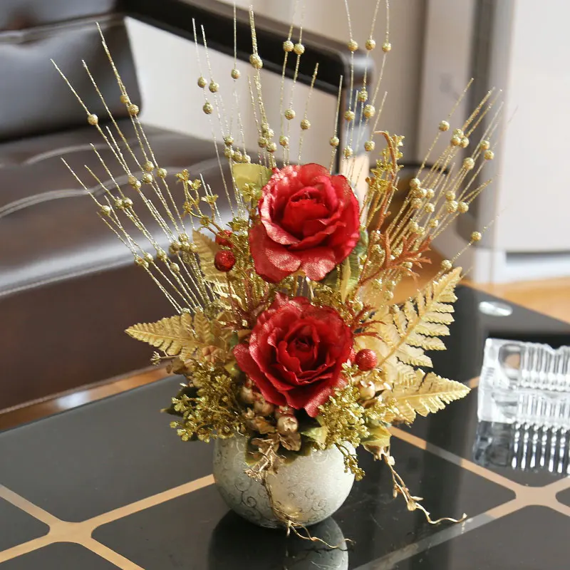 

Christmas Retro Mini-european Ceramic Vase, Table And Table Decoration Simulated Flower Decoration Set