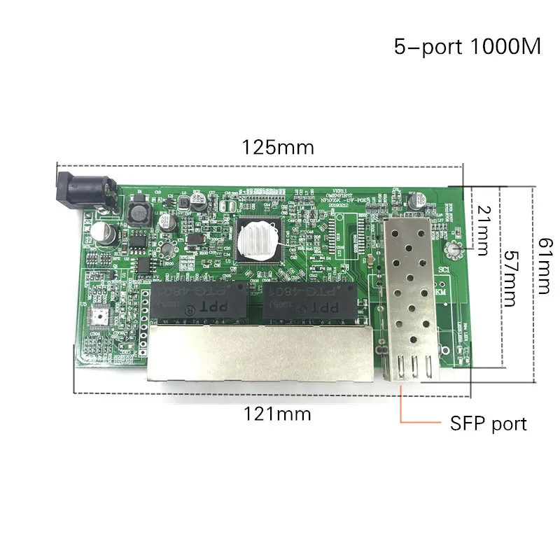 10/100/1000 м гигабитный Ethernet коммутатор оптический медиаконвертер одномодовый 4 RJ45 UTP